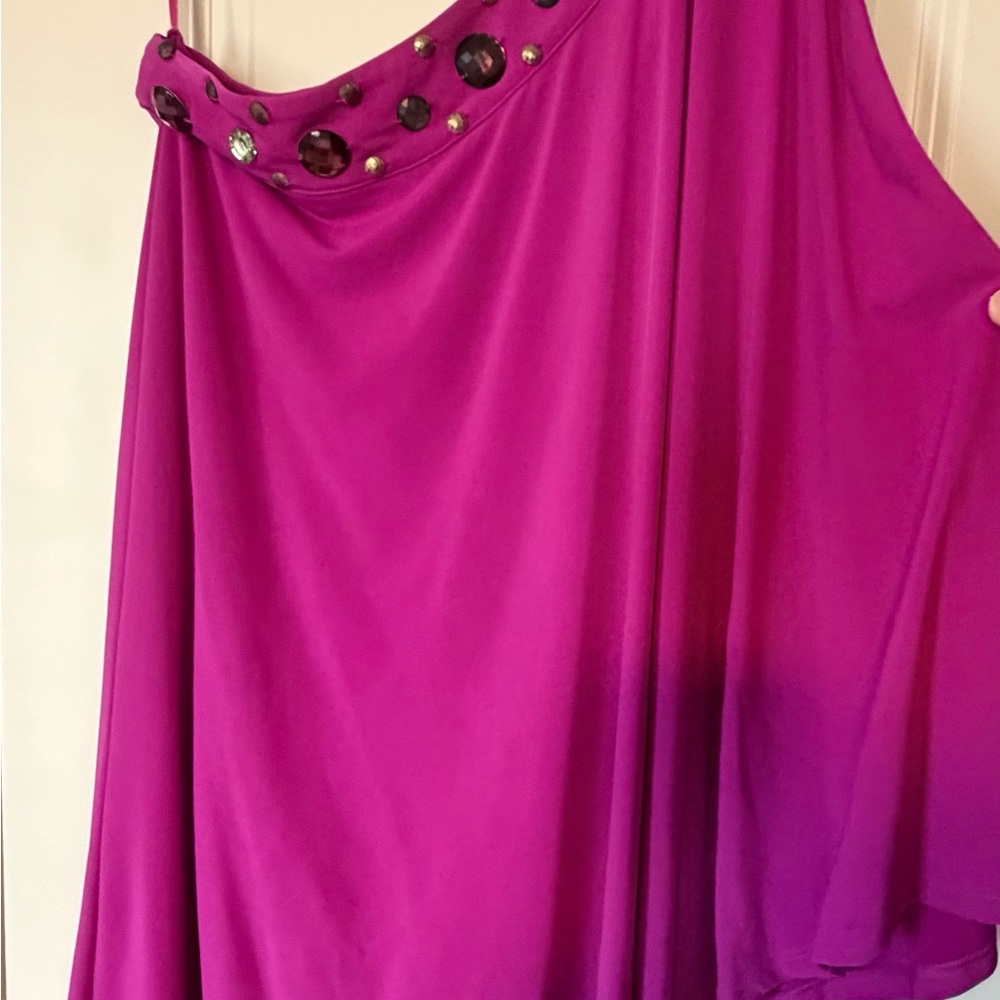 Asymmetrical Pink Dress with Embellishments